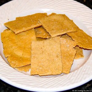 Parmesan Sesame Crackers on a white plate