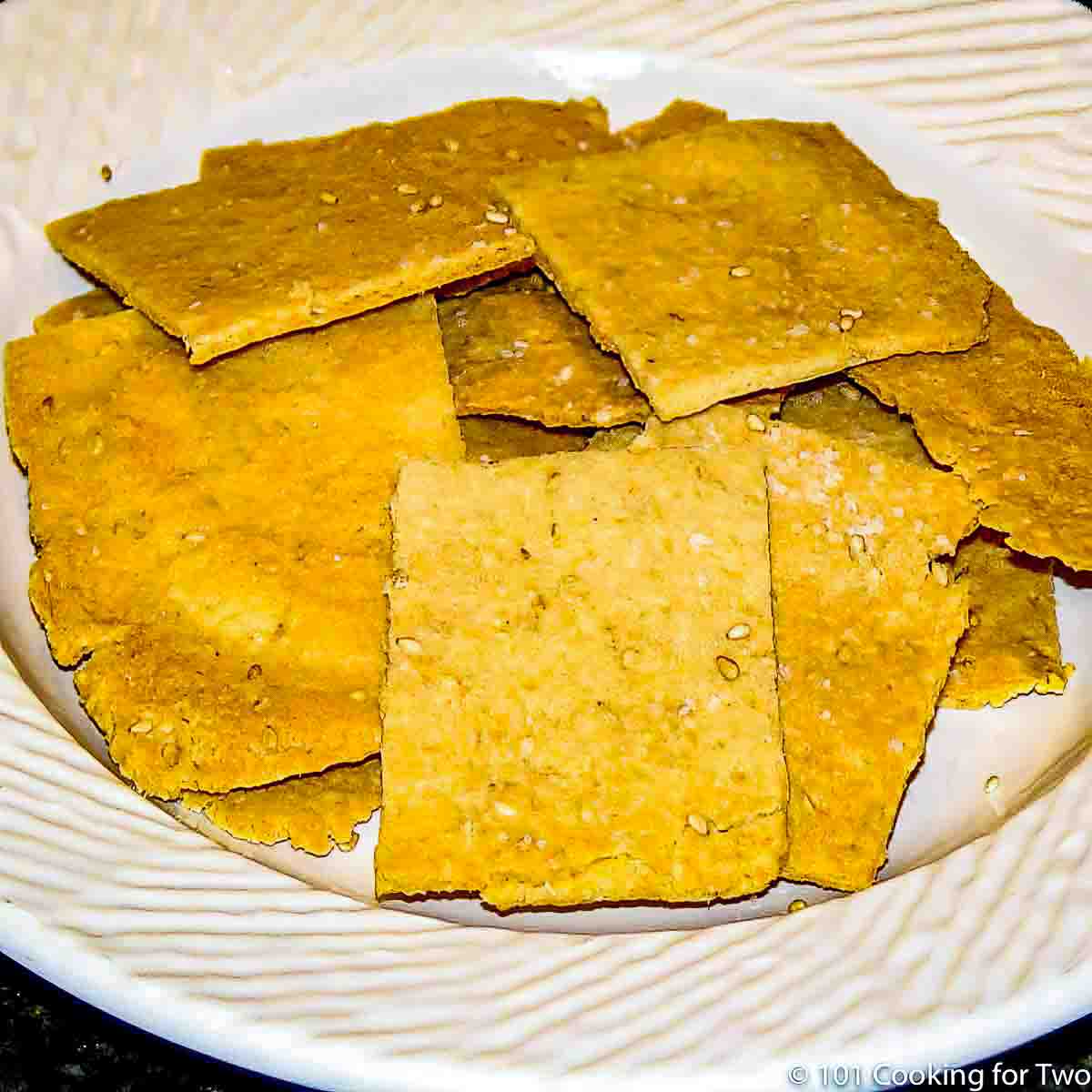 Parmeasn Crackers on a white plate