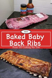 graphic for pinterest of baked baby back ribs