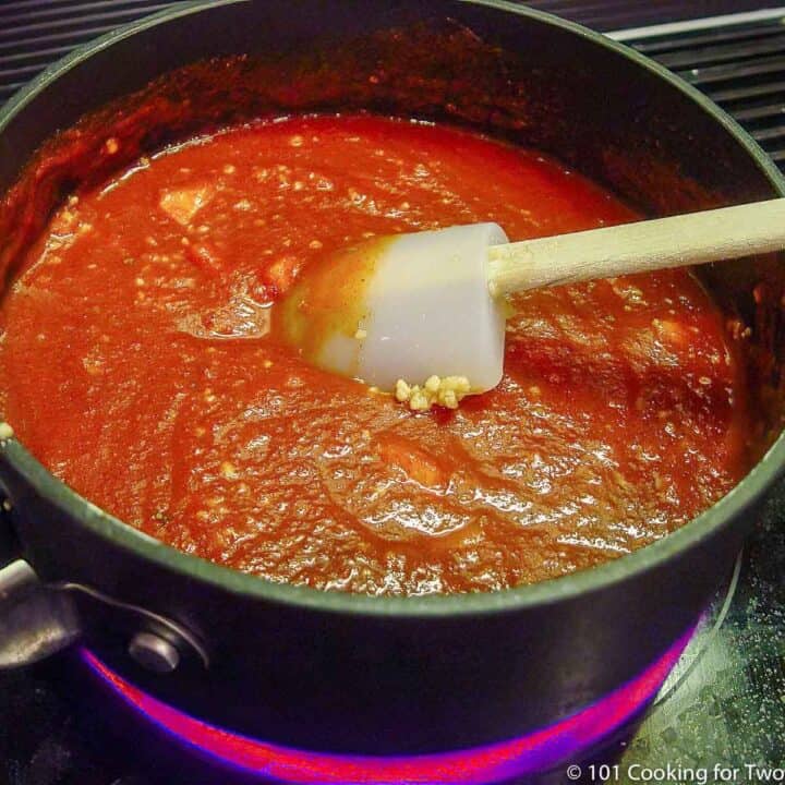 Homemade Enchilada Sauce in sauce pan