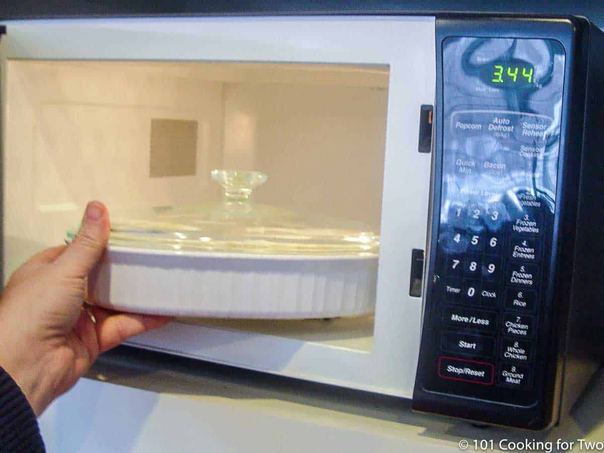 putting cauliflower into microwave