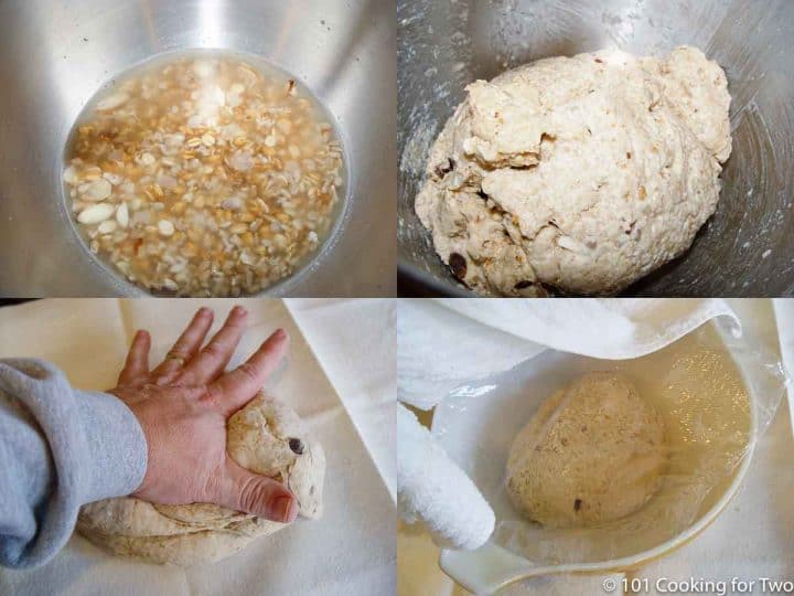 Collage 1 mixing the multigran into the dough