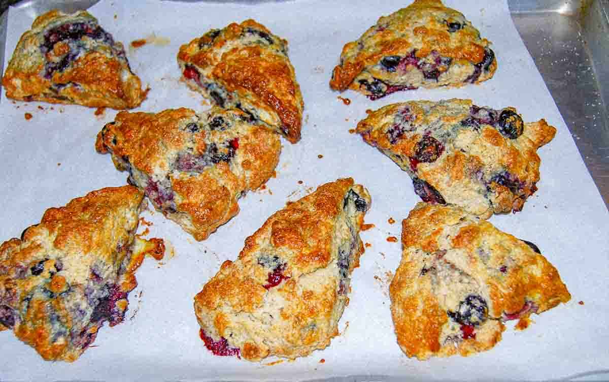 baked scones on parchment paper