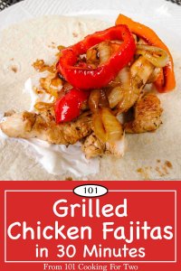 Graphic for Pinterest for Grilled Chicken Fajitas