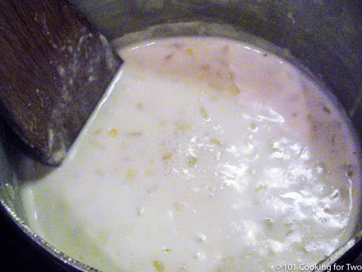 sauce thickening in pan