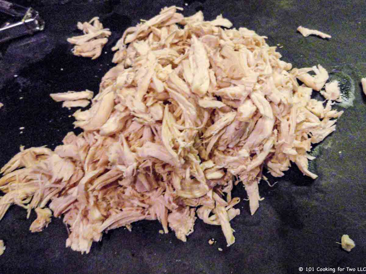 shredded chicken on board.