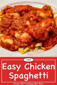 Graphic for Pinterest of Easy Chicken Spaghetti