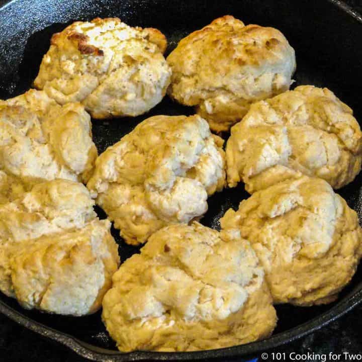 Grilled Biscuits in cast iron pan