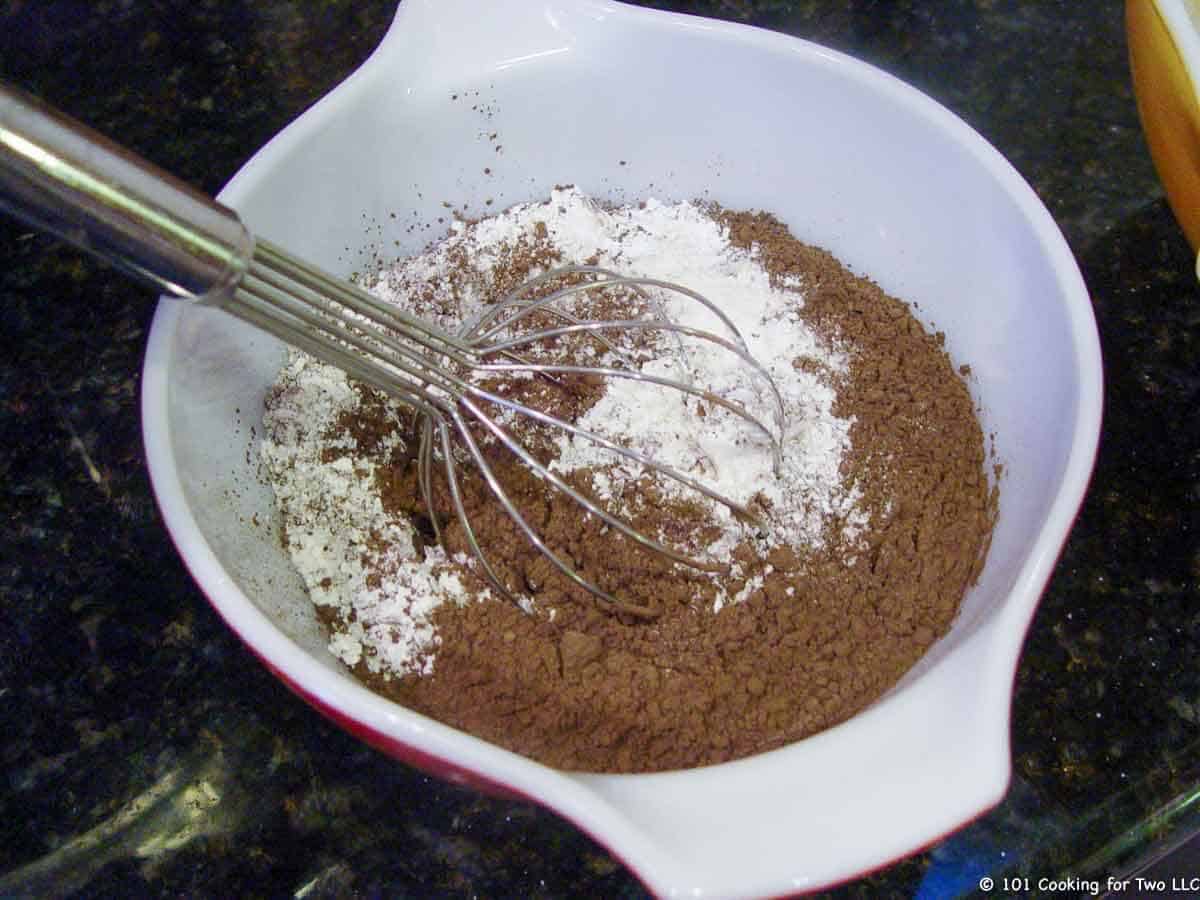 wisking cocco and flour