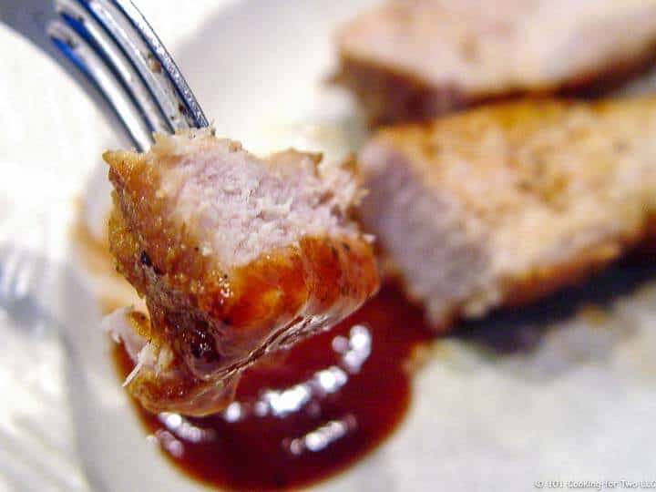 pork rib with sauce on fork