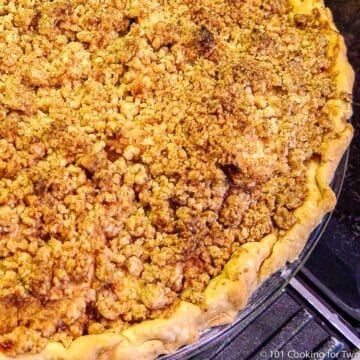 closeup of apple crumb pie