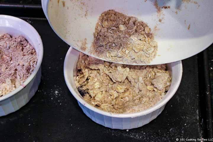adding topping to bowls