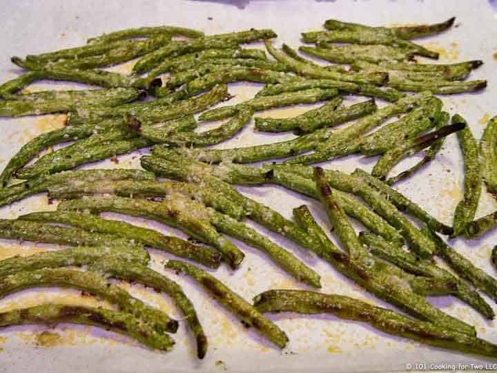 baked green beans on tray