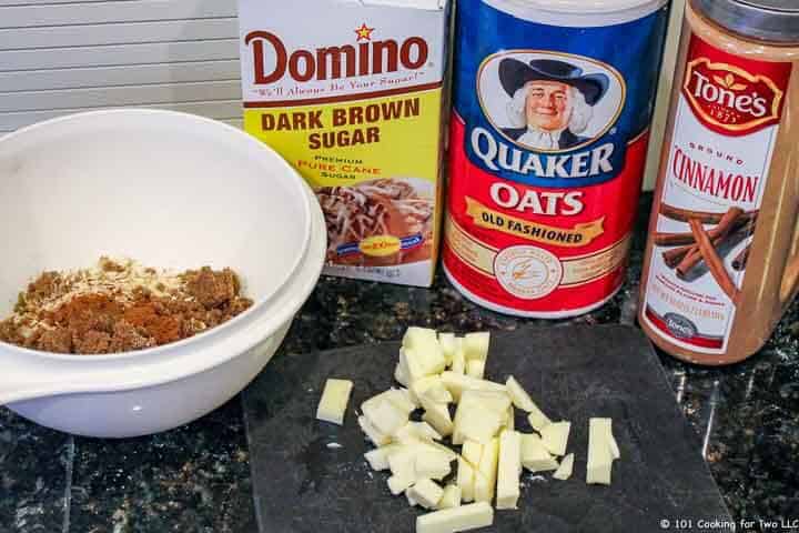 chopped butter with oats for topping