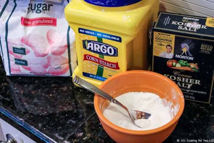 sugar and ingedints for sauce with small bowl