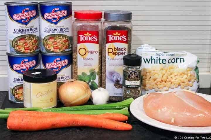 chicken and other soup ingredients