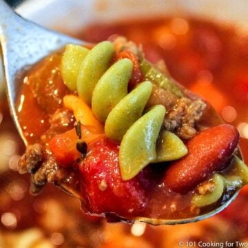 Pasta E Fagioli Soup in spoon