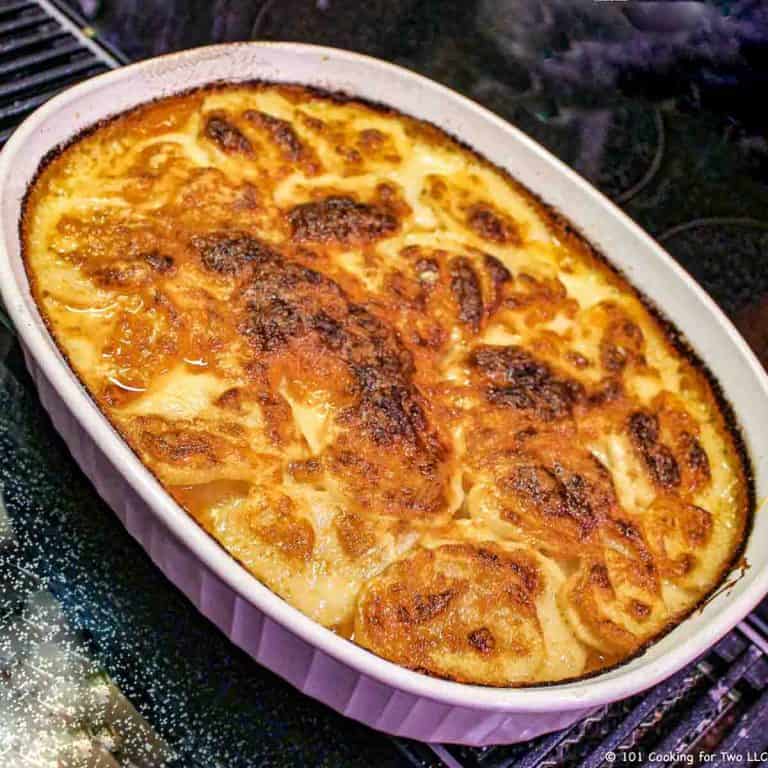 Scalloped Potatoes in casserole dish