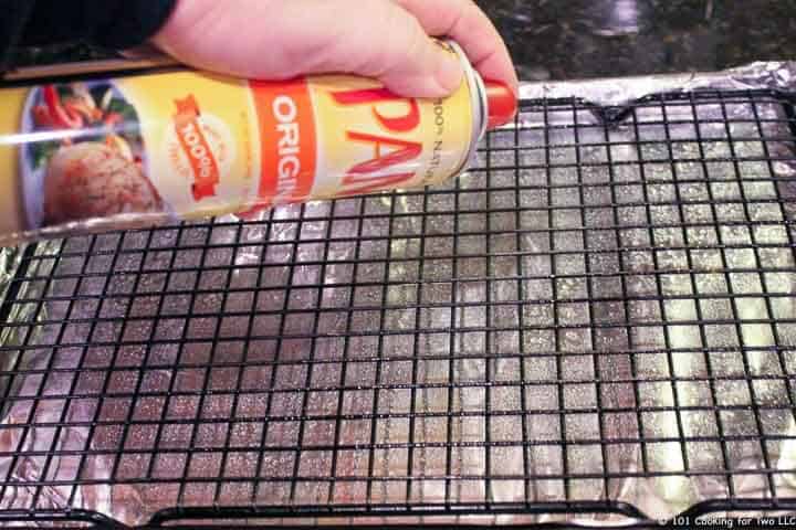 sparying tray with rack with PAM.