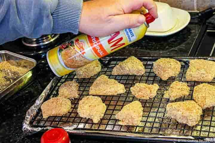 spraying nuggets with PAM