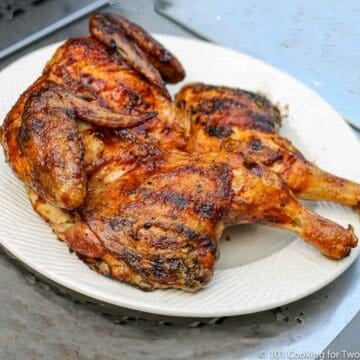 BBQ Butterflied Chicken on white plate