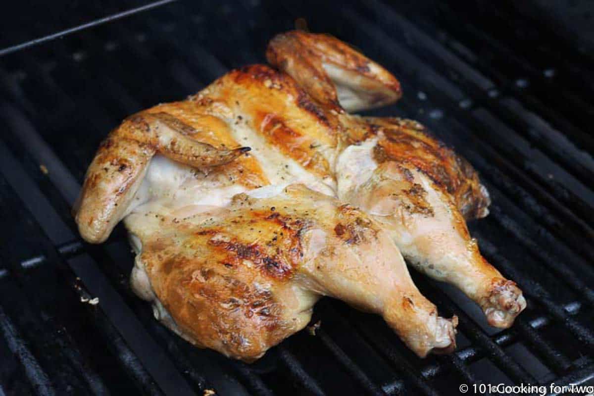 browning chicken an a grill.