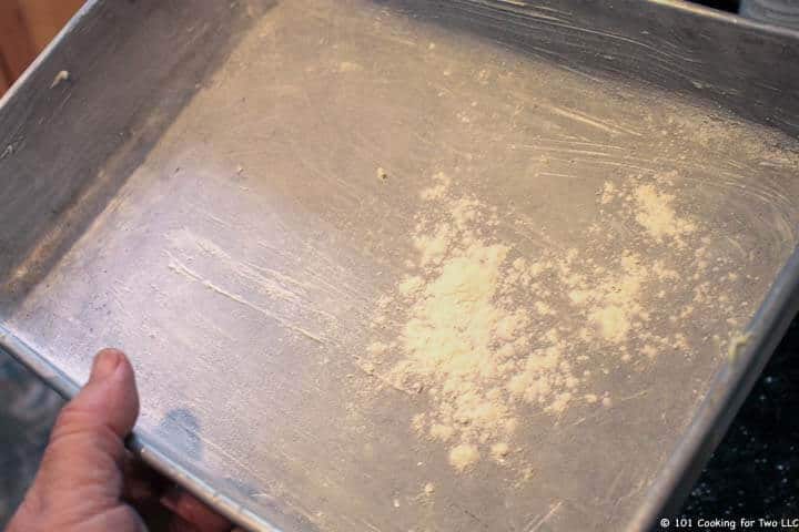 coating pan with flour.