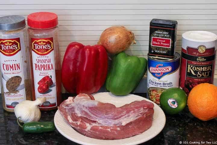 pork tenderloin and carnita ingredients.