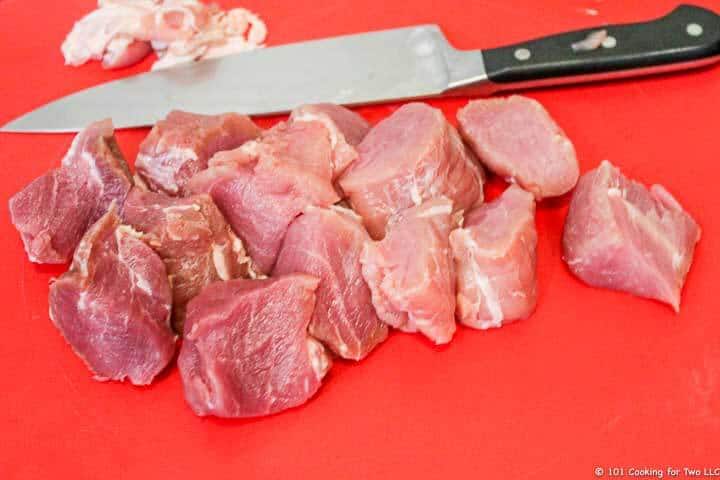 pork tenderloin trimmed and cut into cubes.