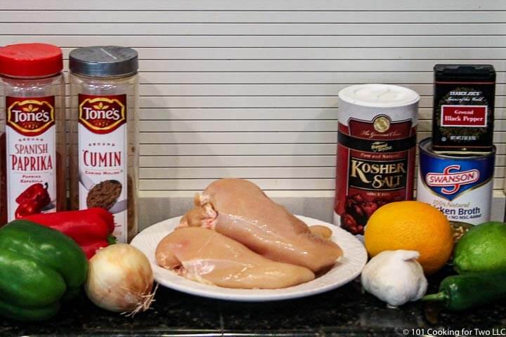 ingredients for Chicken Carnitas