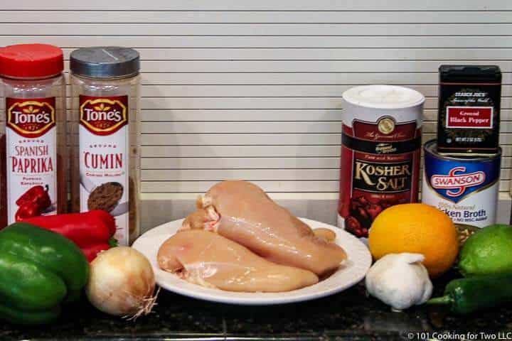 ingredients for Chicken Carnitas.