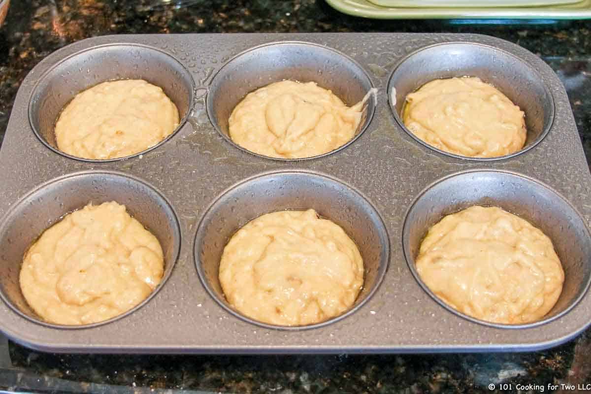 dough added to jumbo muffin tin.