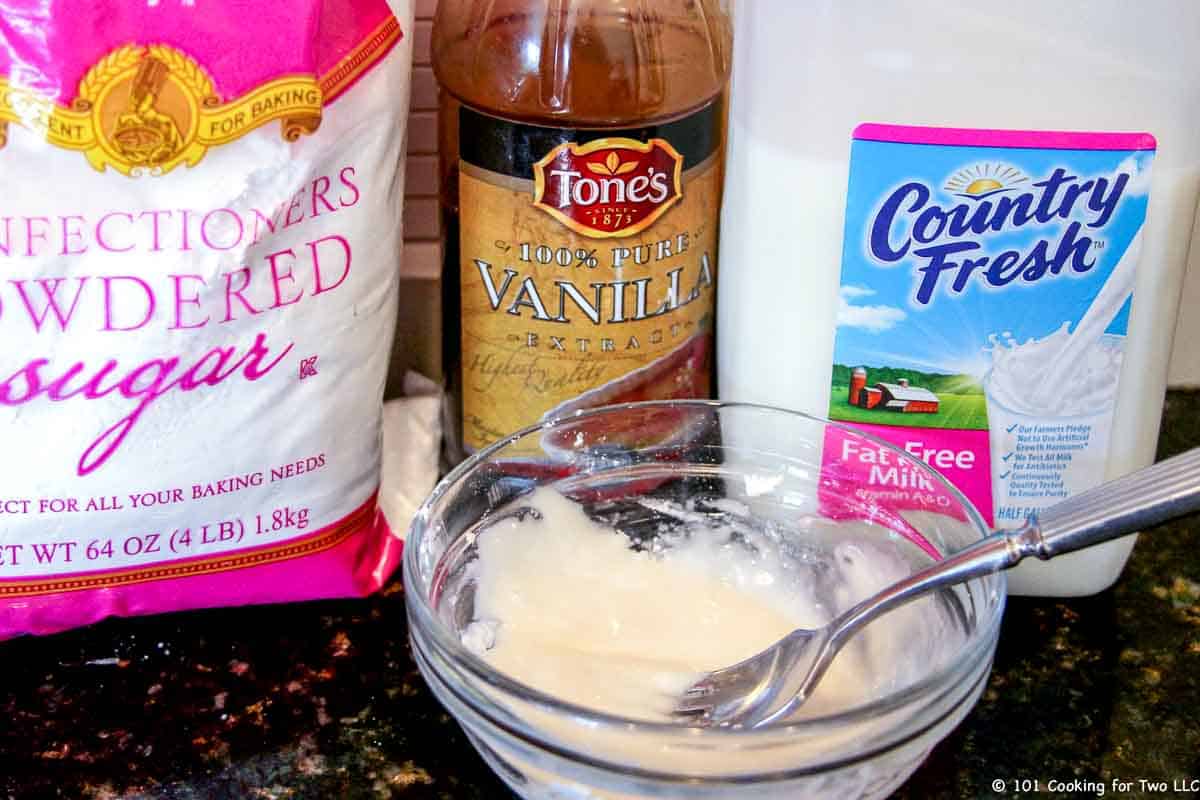 sugar and ingredients for glaze.