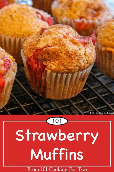 Graphic for Pinterest of Strawberry Muffins