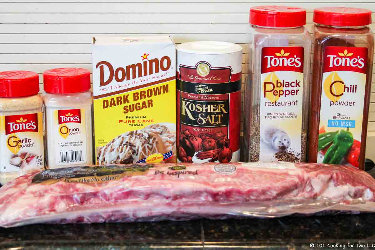 Baby back ribs with rub ingredients.