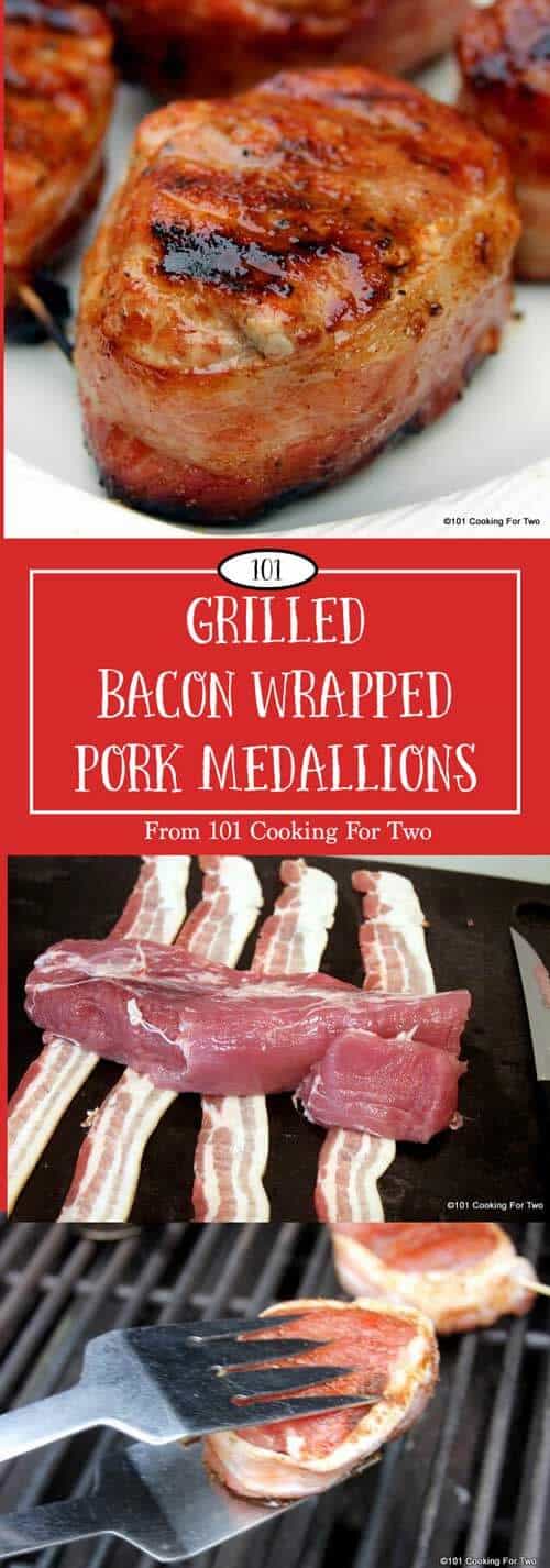 Restaurant quality elegant grilled bacon wrapped pork medallions are so easy to do. Great pork tenderloin with that smoky bacon wrap is bound to impress.