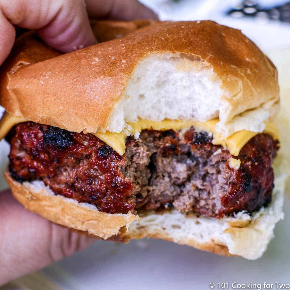 Smokehouse Burger with a bite out of it