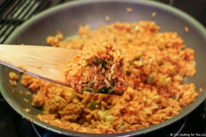 Mexican rice in pan