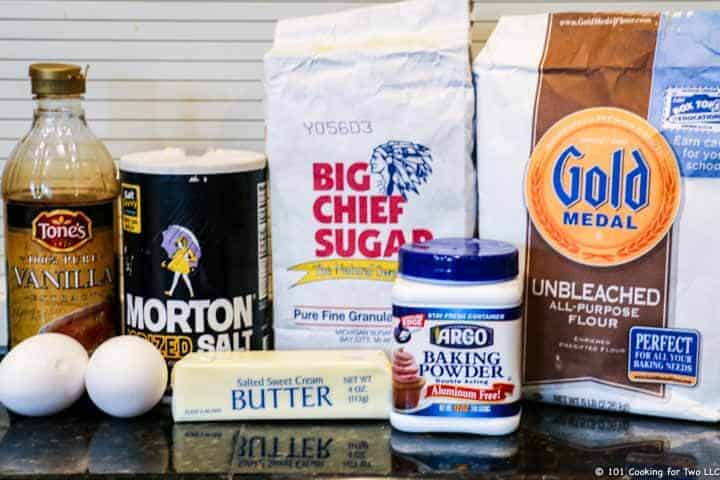 Sugar, eggs and ingredients