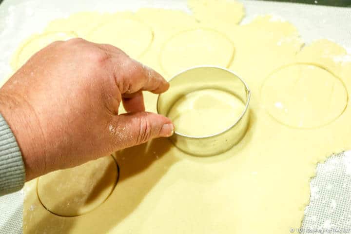 cutting dough into shapes