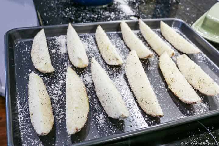 potato wedges on tray