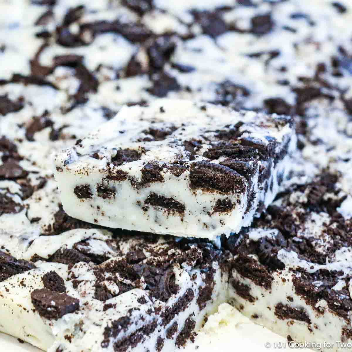 pile of oreo fudge squares