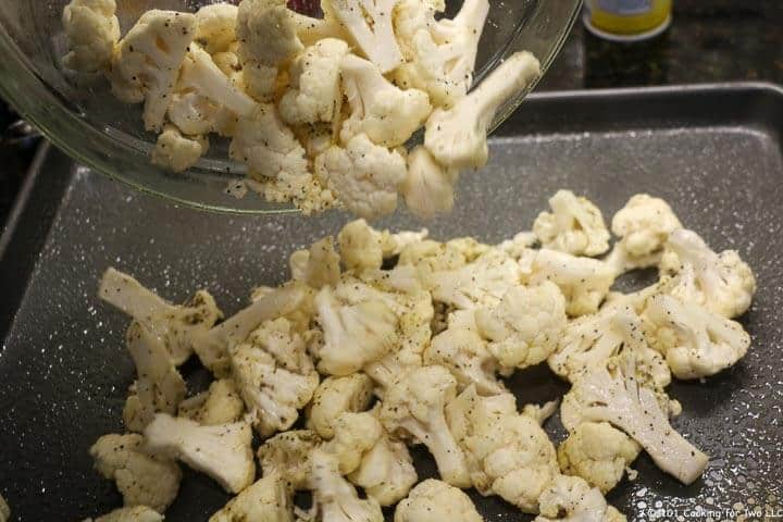 add cauliflower to tray