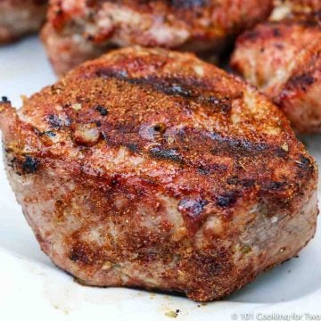 Pork Tenderloin Medallions on a white plate