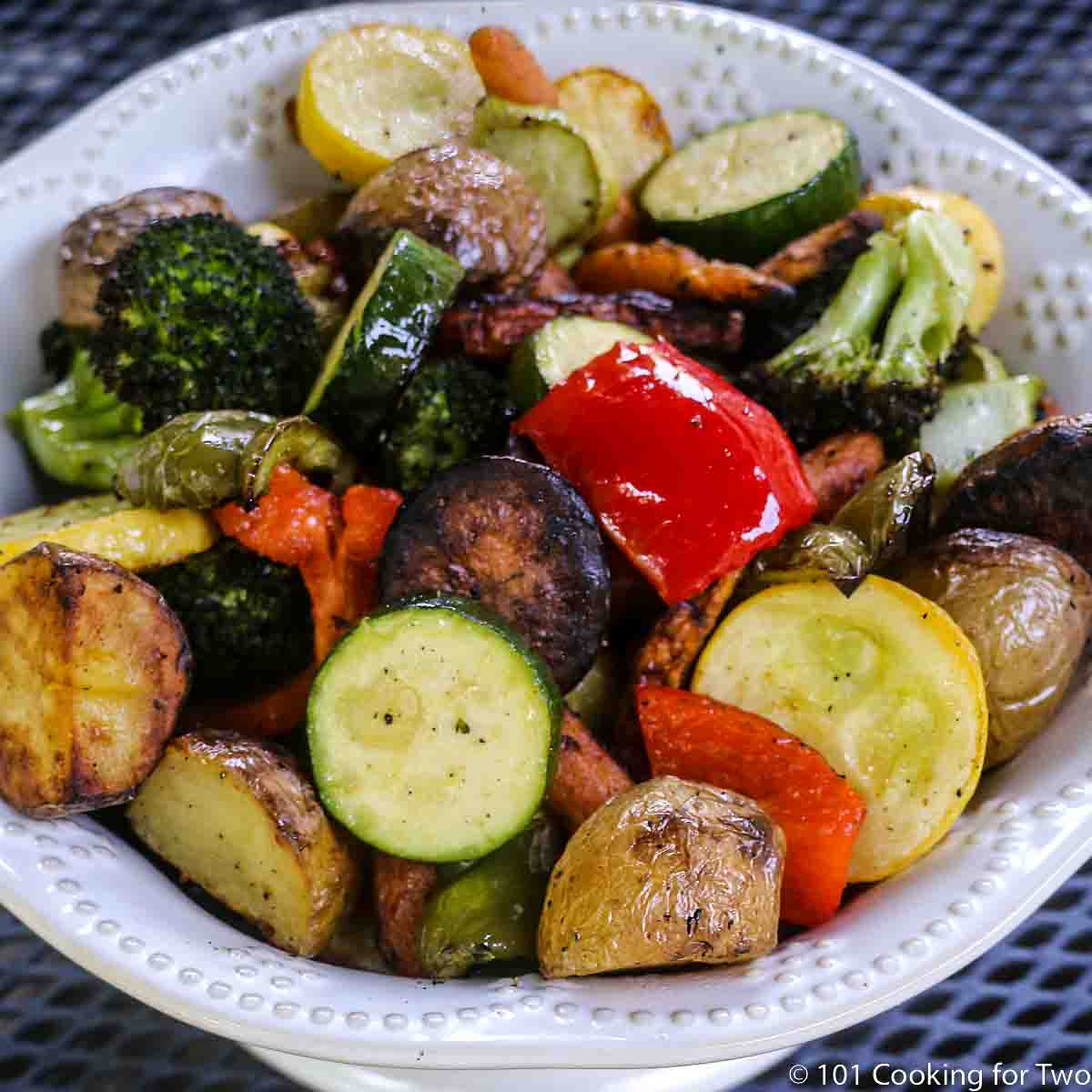 image of Grilled Mixed Vegetables on a white plate