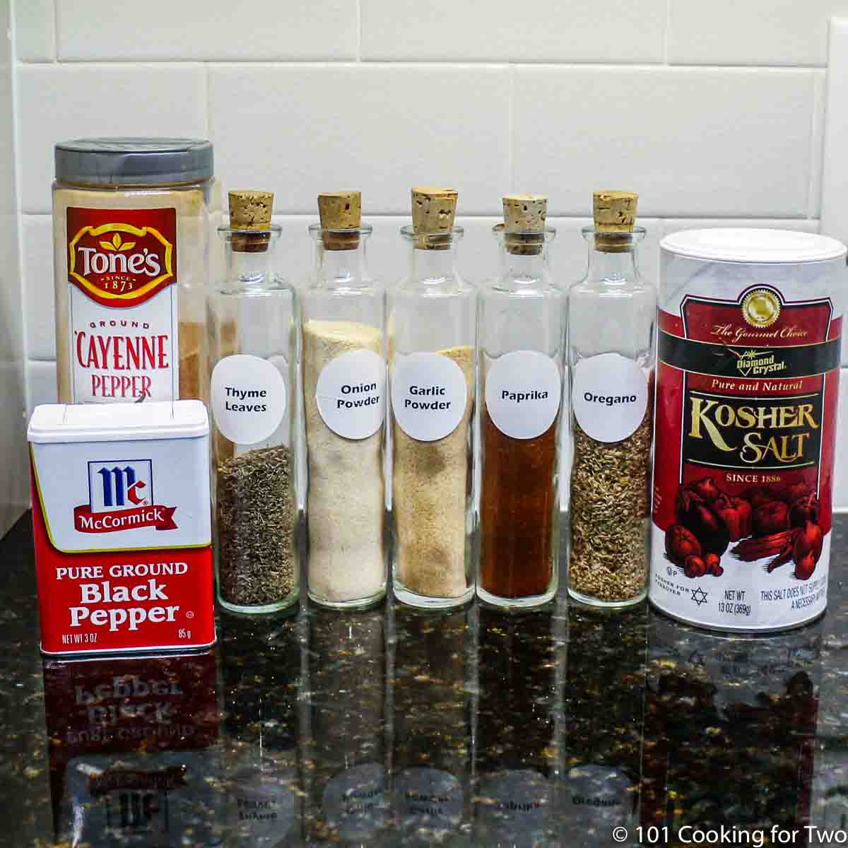 The spices for Homemade Blackened Seasoning.