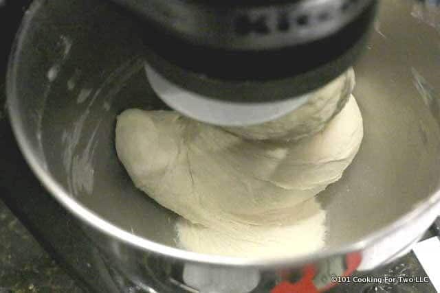 kneading dough in a stand mixer
