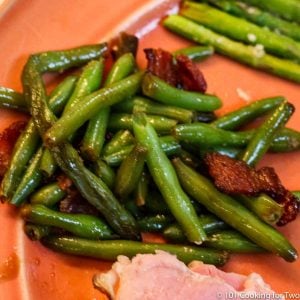 image of Bacon Green Beans on an orange plate