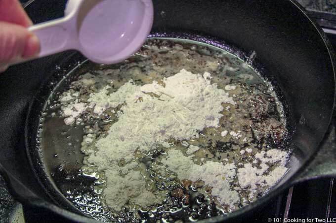 add flour to pan