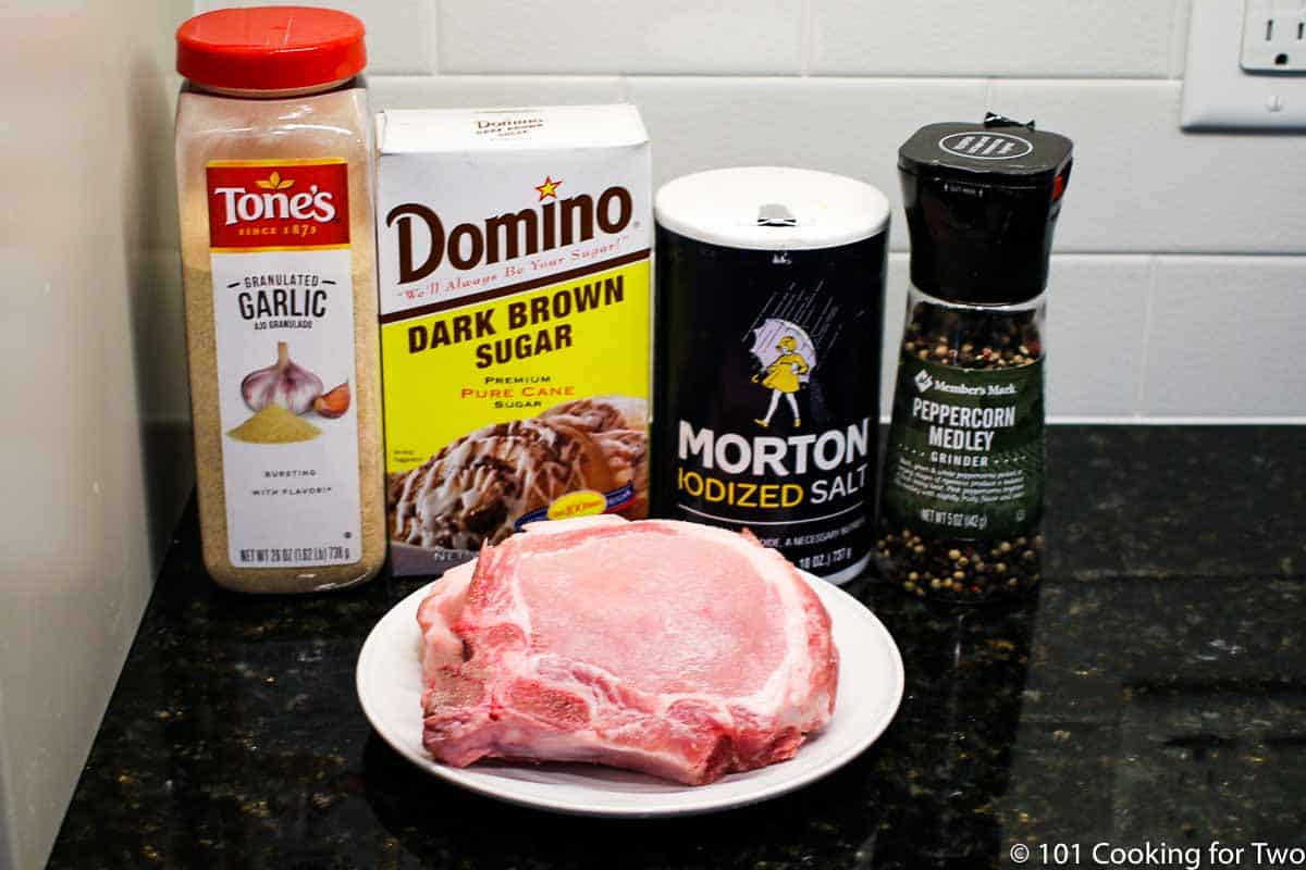 pork chops with brine ingredients.